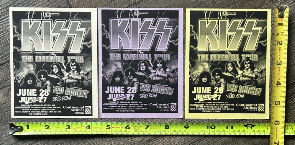 KISS Handbill Concert Ad Flyer Farewell Tour Meadowlands NJ 3pc Lot Vintage Kiss