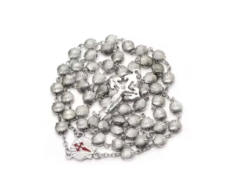 ST JAMES CRUSADER Santiago de Compostela Rosary Saint Shell Custom Handmade