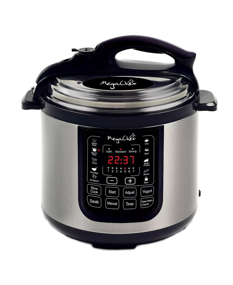 Megachef 8-Quart Digital Pressure Cooker – Steel, Black & Silver,Multi-Function