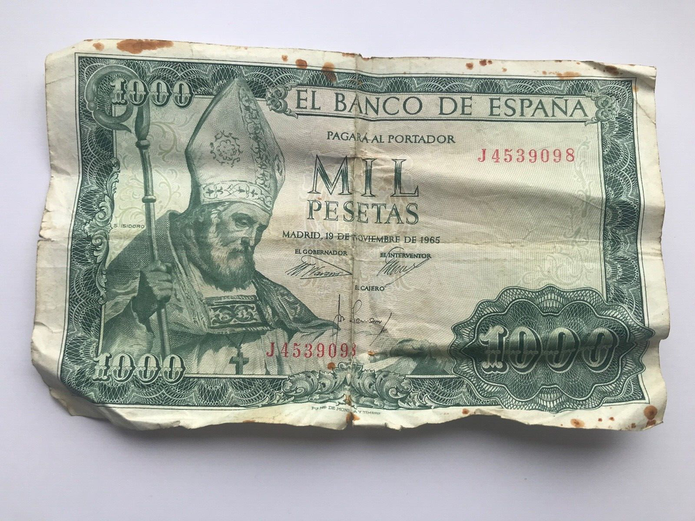 1965 Spain 1000 Pesetas Banknote