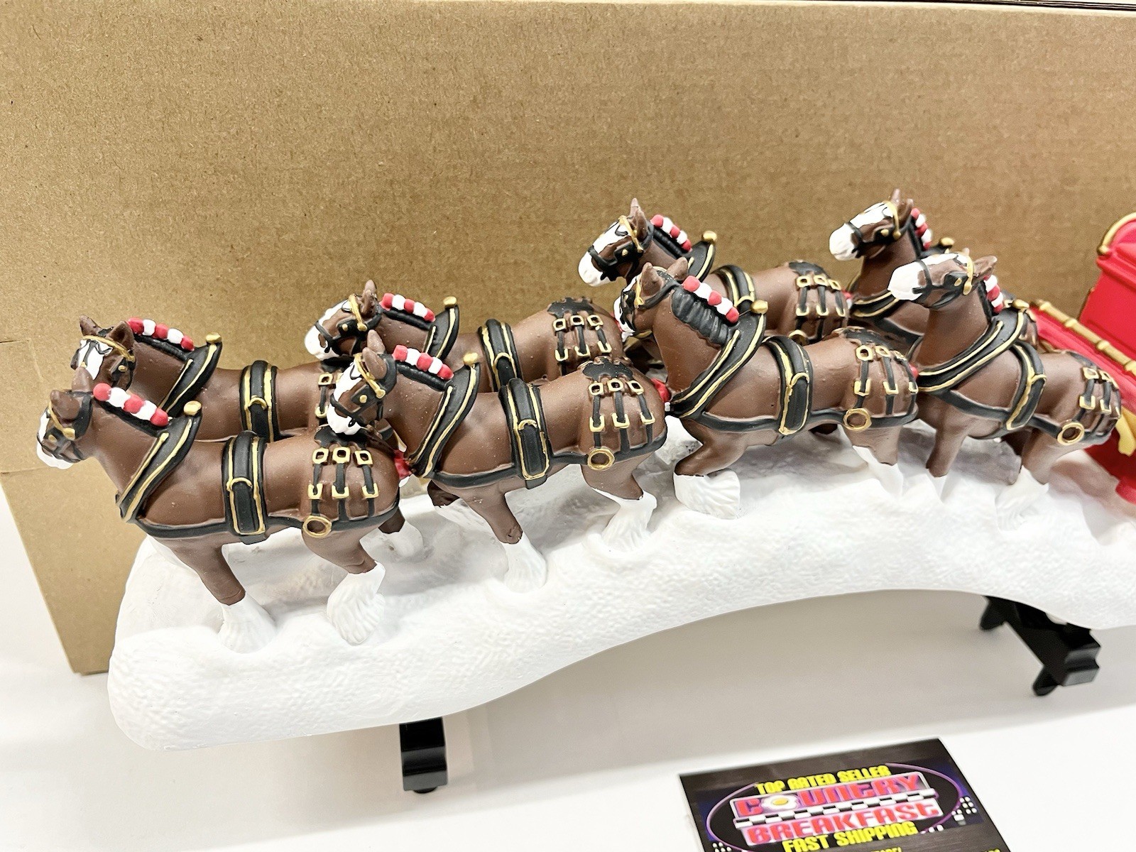 Budweiser Clydesdale Horses Wagon Sleigh Statue Cooler Door Handle BNIB RARE!