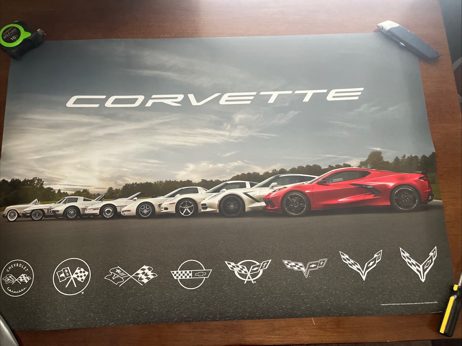 2020 C8 Corvette Stingray Poster - GM Dealership Promo - 2 sided 24 x 36"