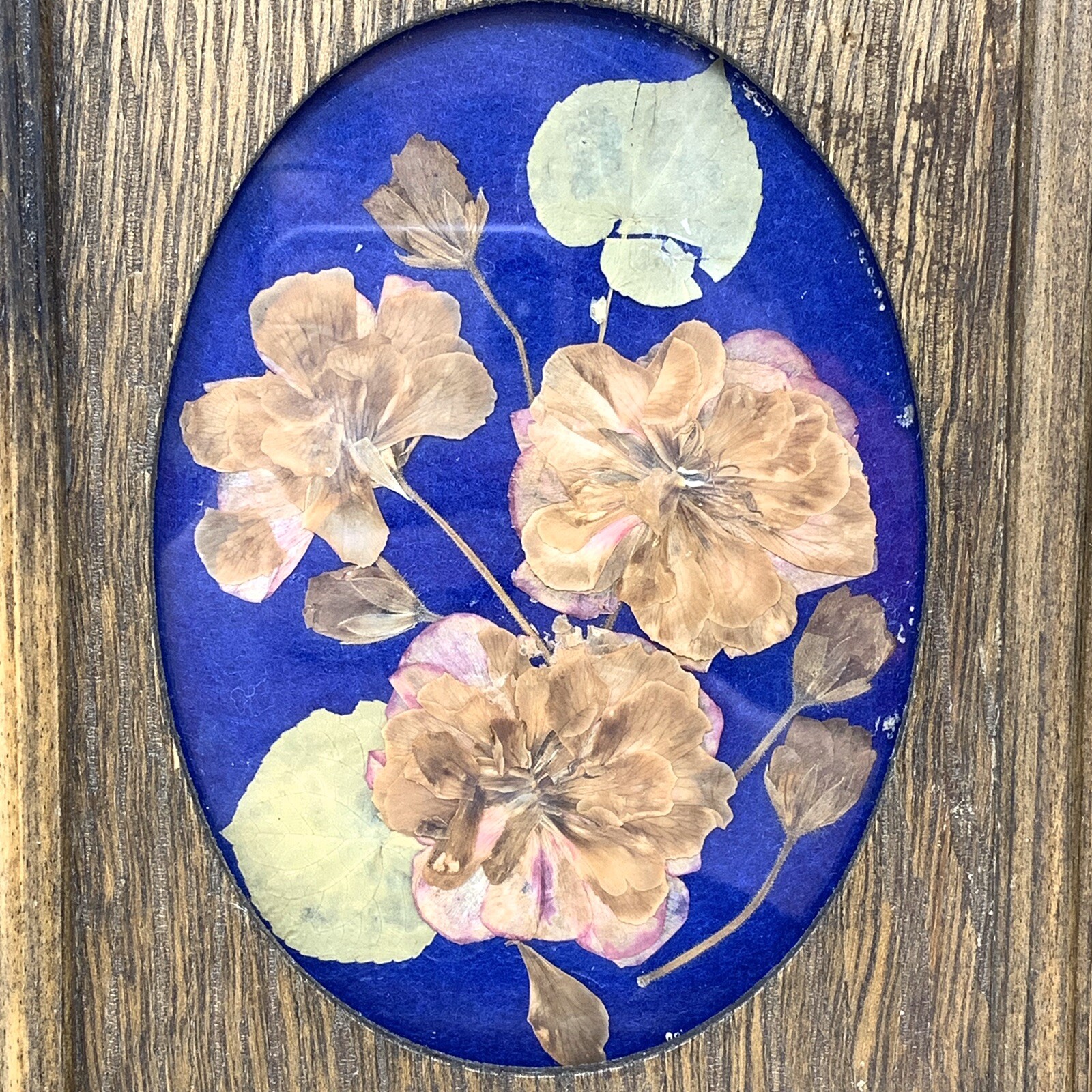 Vtg Handmade Dried Flower Pressed Flower Art Wall Hanging Reclaimed Wood