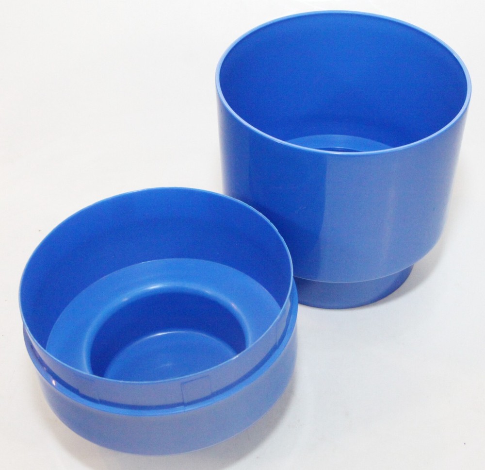 Lego Storage Box with Lid Blue Round 1 Stud 7.5" Tall x 5" Diam. 2012 Stackable
