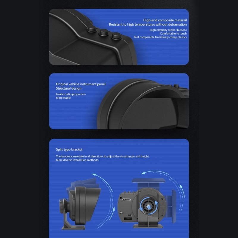 Automotive HUD Projector Speedometer OBD2 Data Analysis Warning Light Function