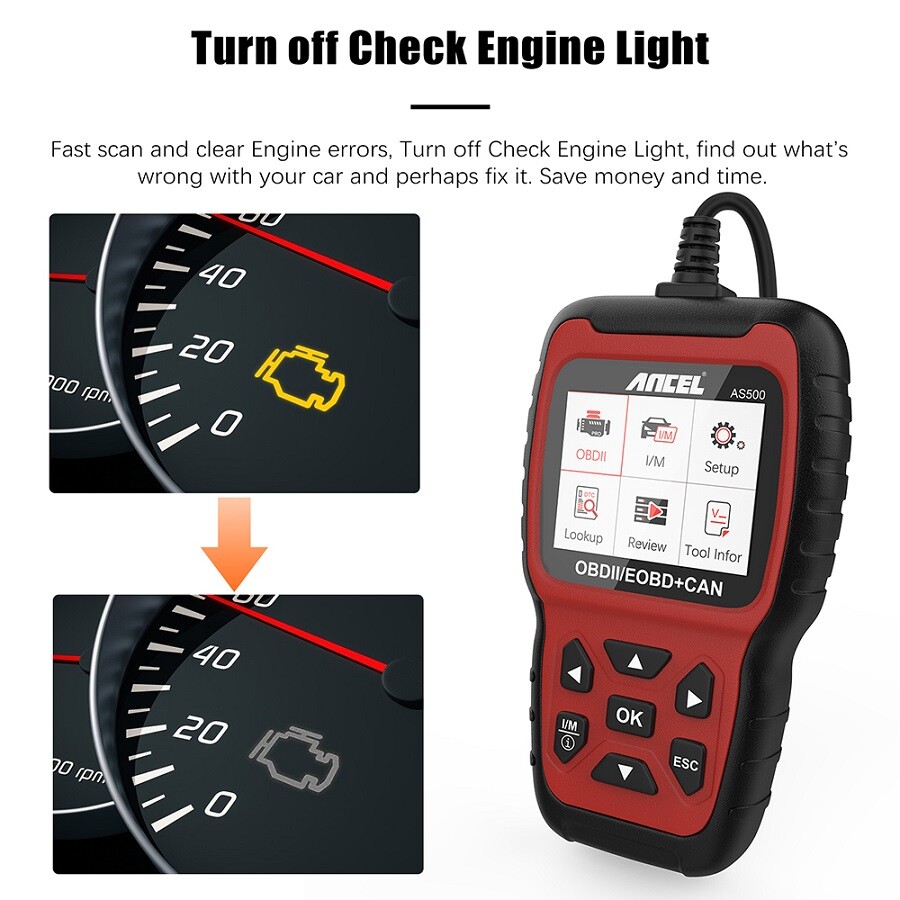 Ancel AS500 Car Code Reader OBD2 Scanner Check Engine Battery Monitoring Tool