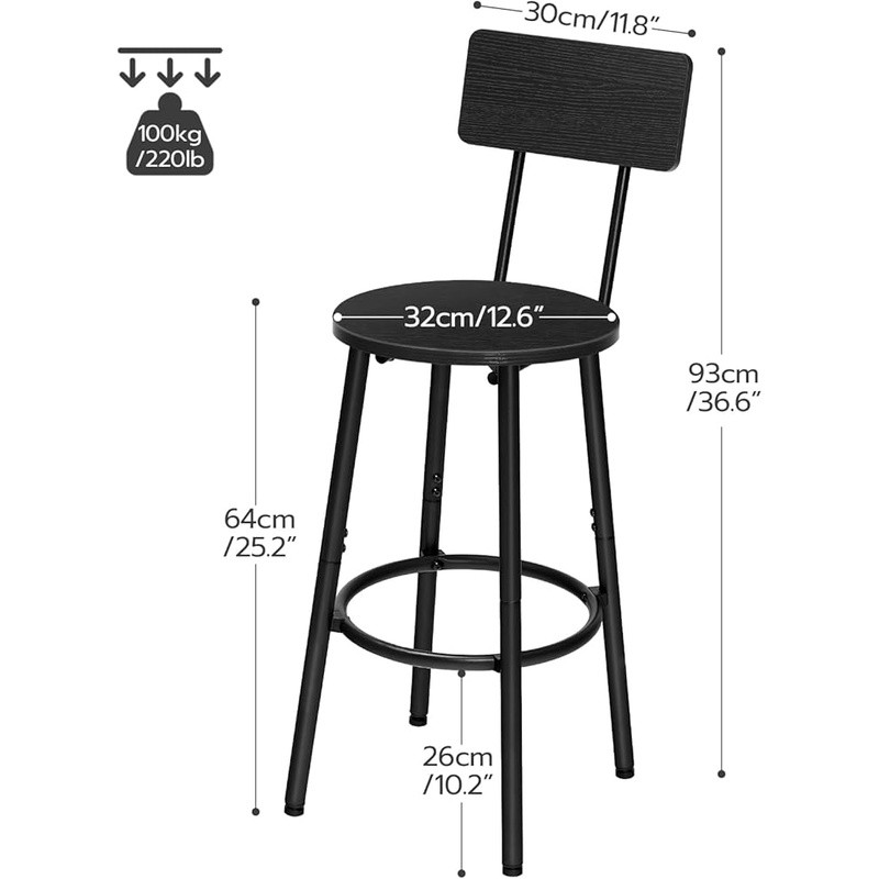 Ergonomic Bar Stools Set Adjustable Height Comfortable Footrest Kitchen Dining
