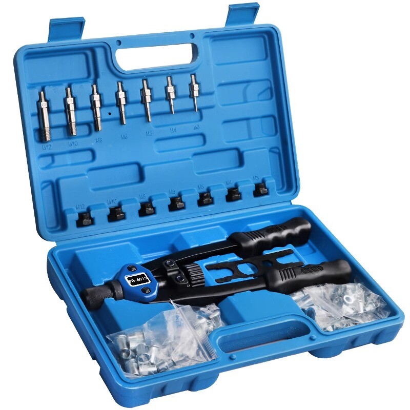110 Piece Hand Plunger Gun Rivet Nut Tool Threaded Nuts Double Handle Rivet