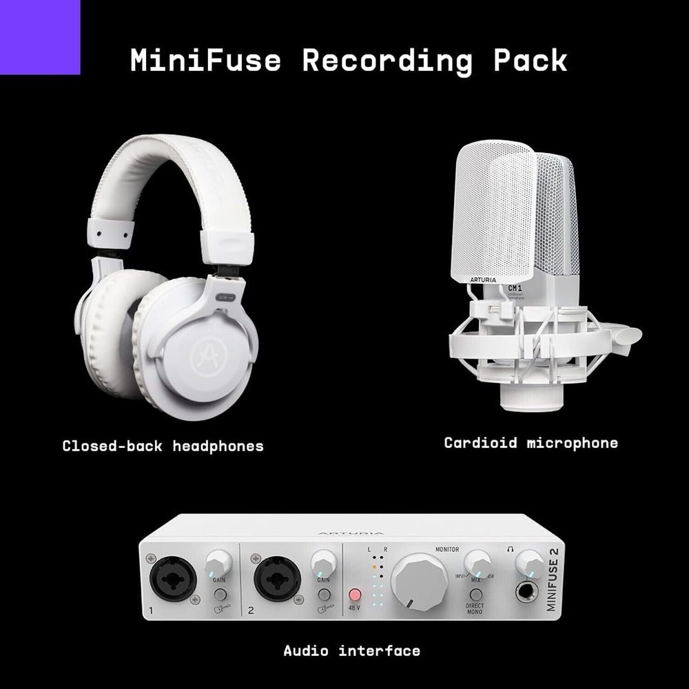 Arturia MiniFuse Recording Pack — USB Audio Interface Bundle with Condenser M...