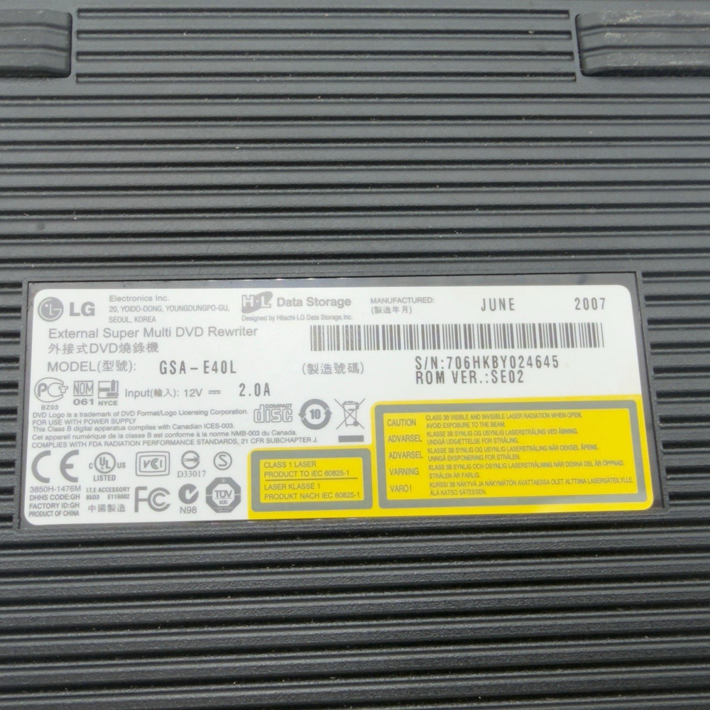 LG GSA E40L EXTERNAL DVD RW DRIVE USB 2.0 TESTED WORKING