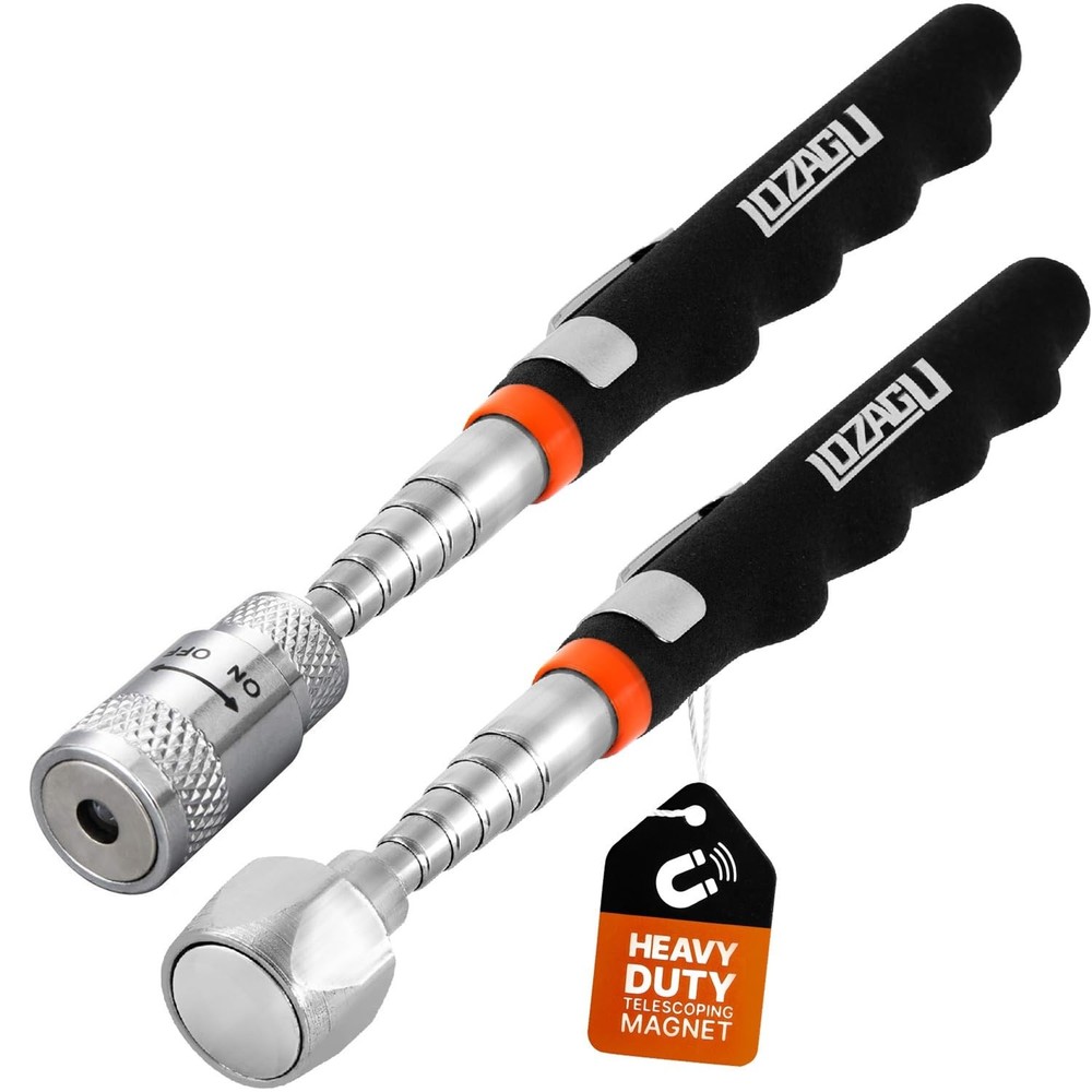 2 Pack Telescoping Magnet Pick-up Tool Set (16lb Pull Force) and LED Extendab...