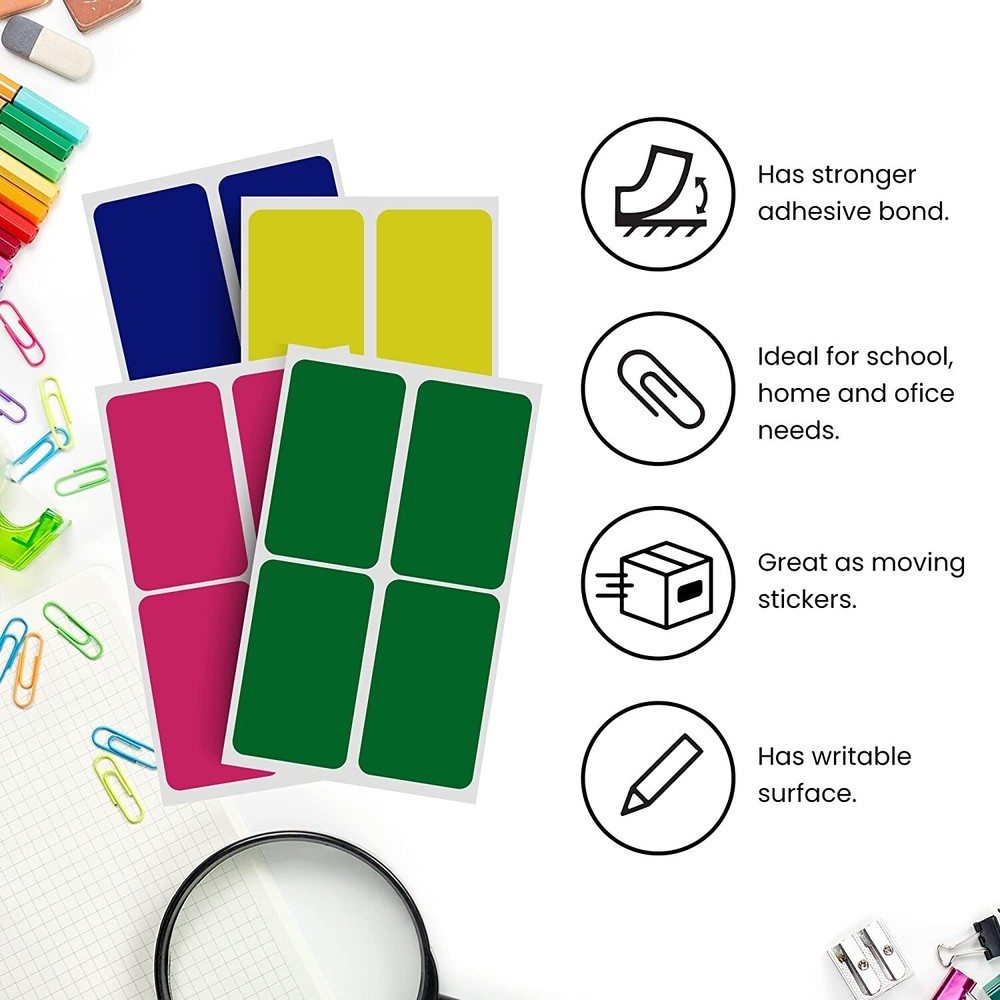 Moving Stickers 7.5 cm x 5 cm Color Coding Rectangle Labels 3x2" Inch 32 Pack