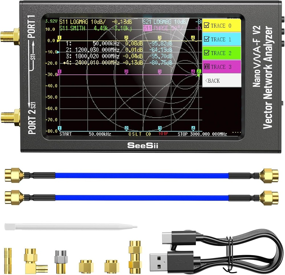 4.3" Vector Network Analyzer 50kHz-3GHz HF VHF UHF VNA Antenna Analyzer 5000mAh