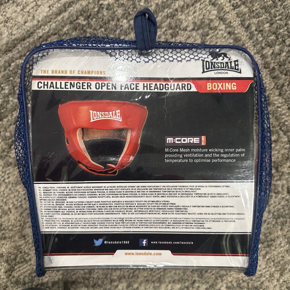 Lonsdale Challenger Open Face Headguard Red Medium