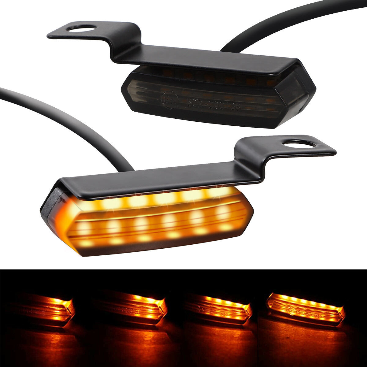 2Pcs Mini Motorcycle LED Turn Signal Blinker Handlebar Light For Harley Davidson