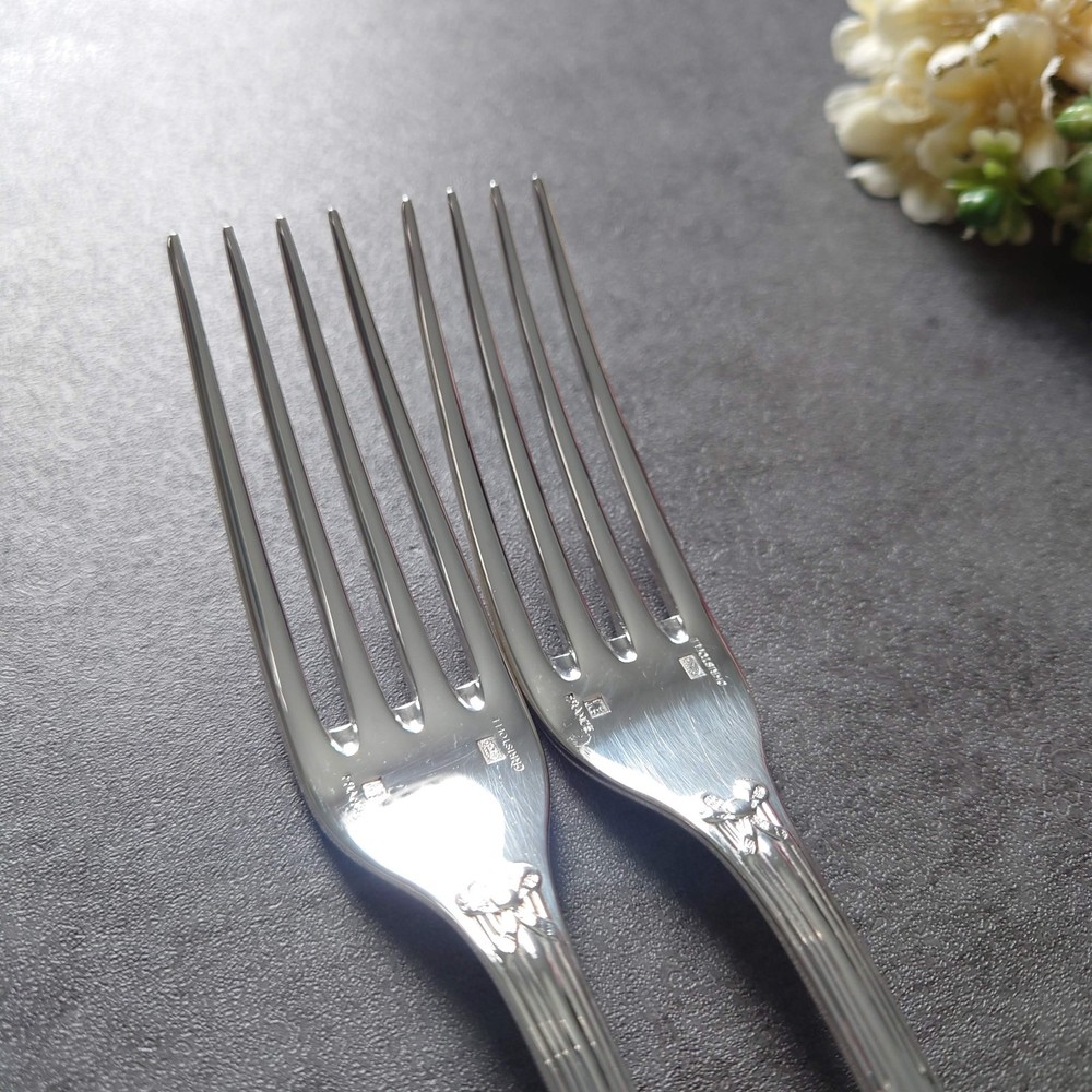 Christofle Rubans Table Fork 2pcs Silverplate Flatware Excellent