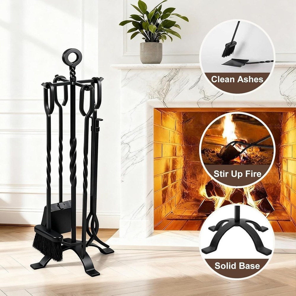 5-Piece Fireplace Accessory Set - Includes Essential Tools for Fire Management