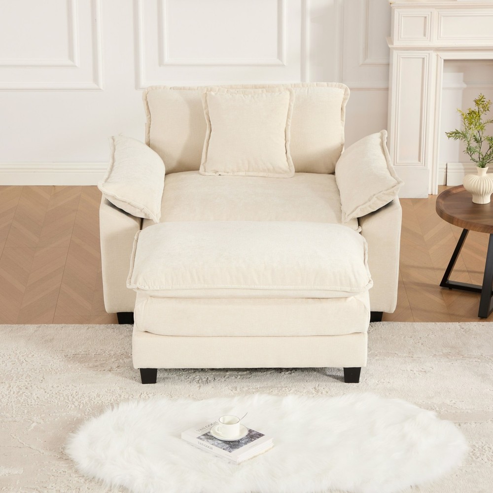 Modern Cloud Sofa Single Sofa Comfy Double Layer Upholstered Seat Cushion Couch