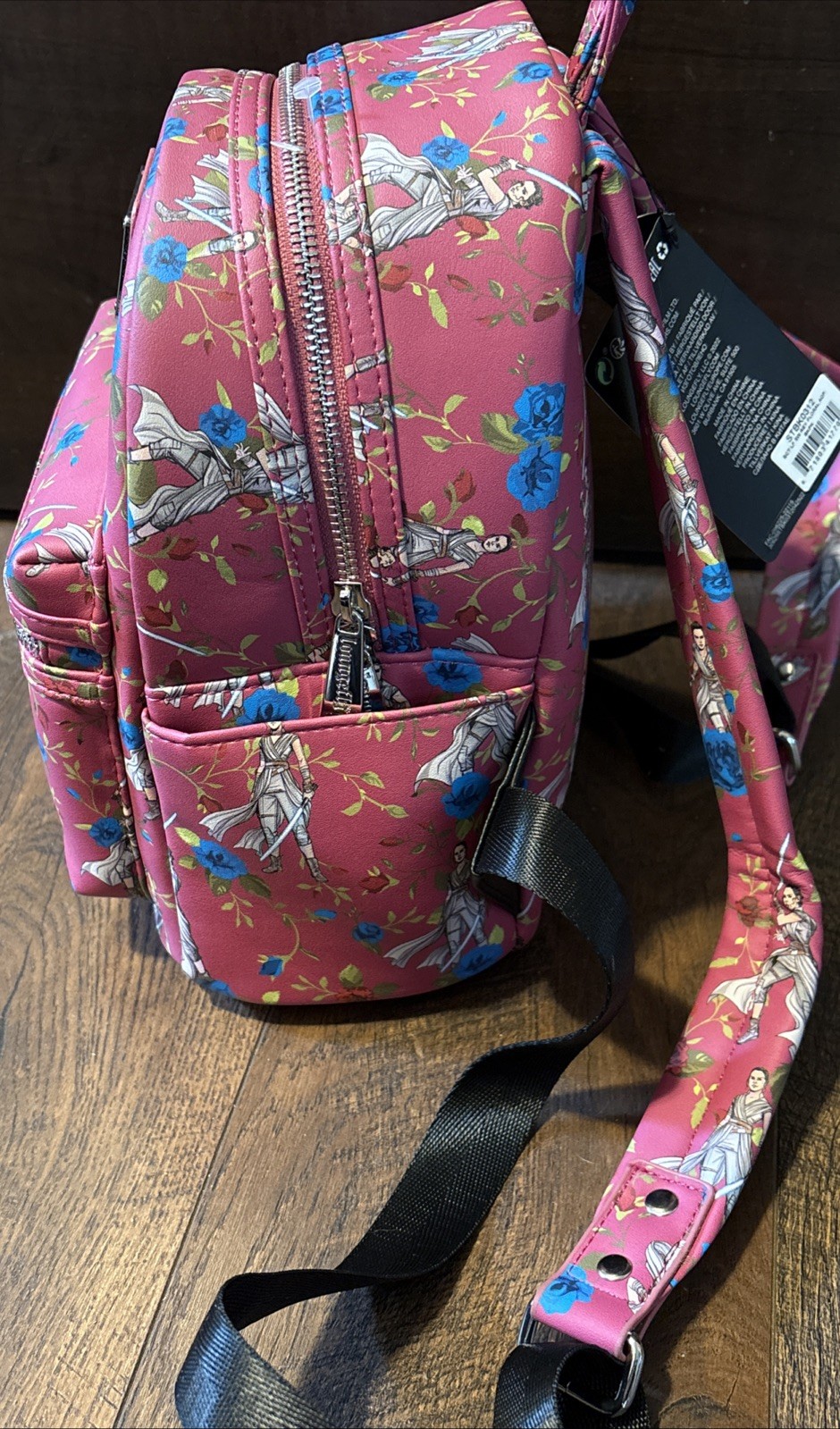 Loungefly Disney Star Wars Pink Floral AOP Rey Mini Backpack NWT