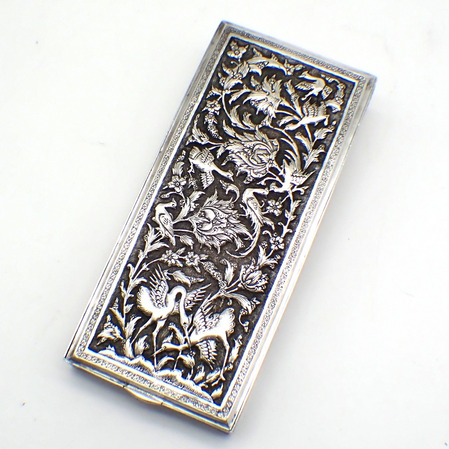 Middle Eastern Silver Box 84 Standard Silver Bird and Flower Design