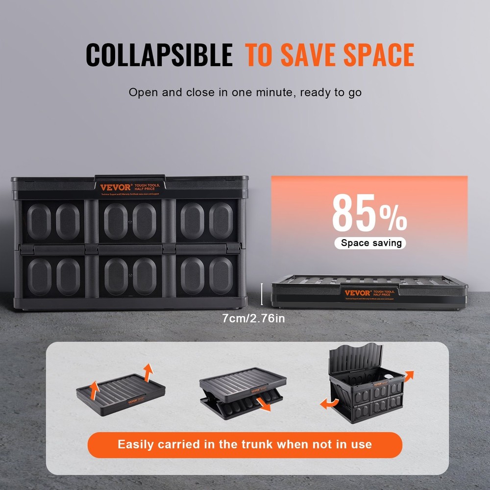 [New]Collapsible Storage Bins w/Lids,45L 3 Packs,Folding Plastic Stackable Utili