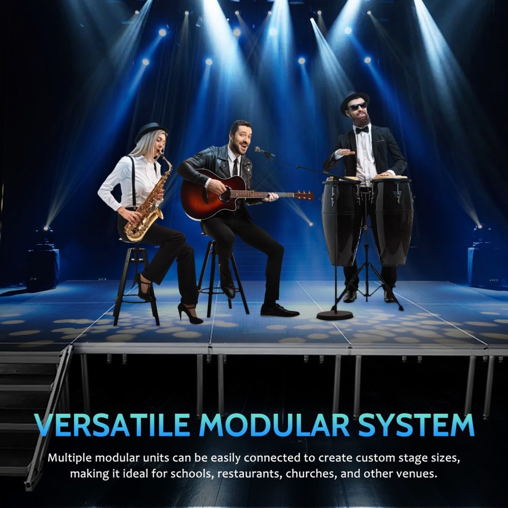 4×4 ft Portable Stage Platform Adjustable Height Stage & Foldable Legs 24''-40''