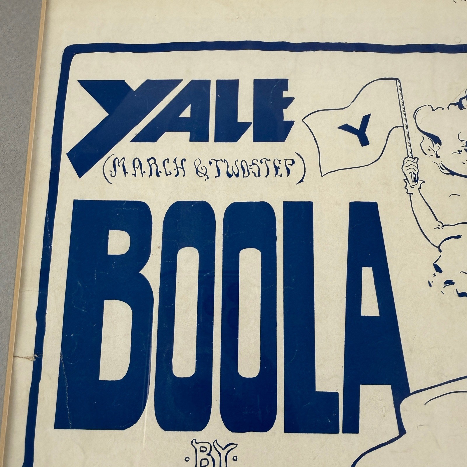 Antique 1901 Yale Boola Framed Sheet Music Art Nouveau Ivy Decor Music Office