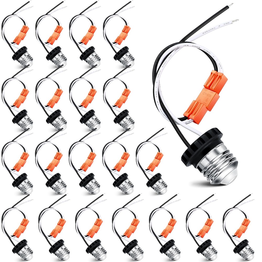 20 Pcs E26 Socket Adapter for LED Recessed Lights, Medium Base Pigtail
