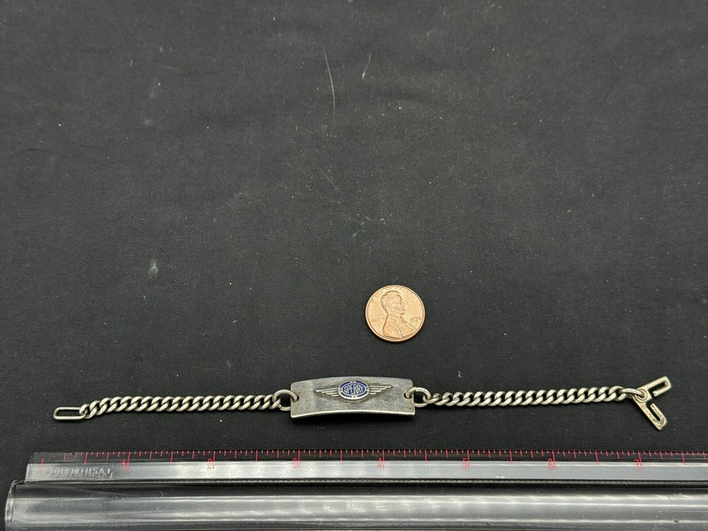 WWII STERLING SILVER ENAMEL ID BRACELET