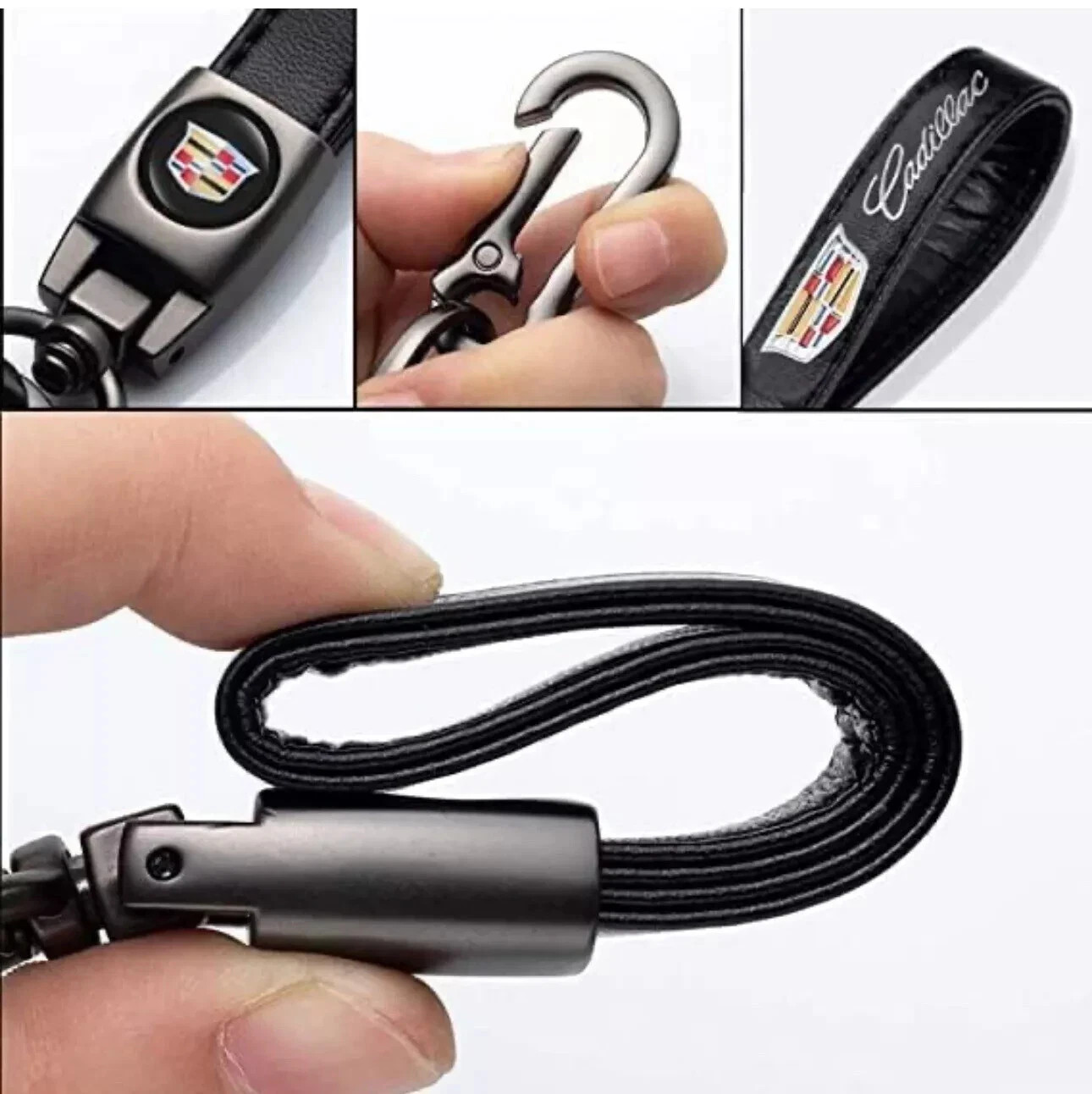 Cadillac Genuine Leather Keychain US Seller Free Shipping