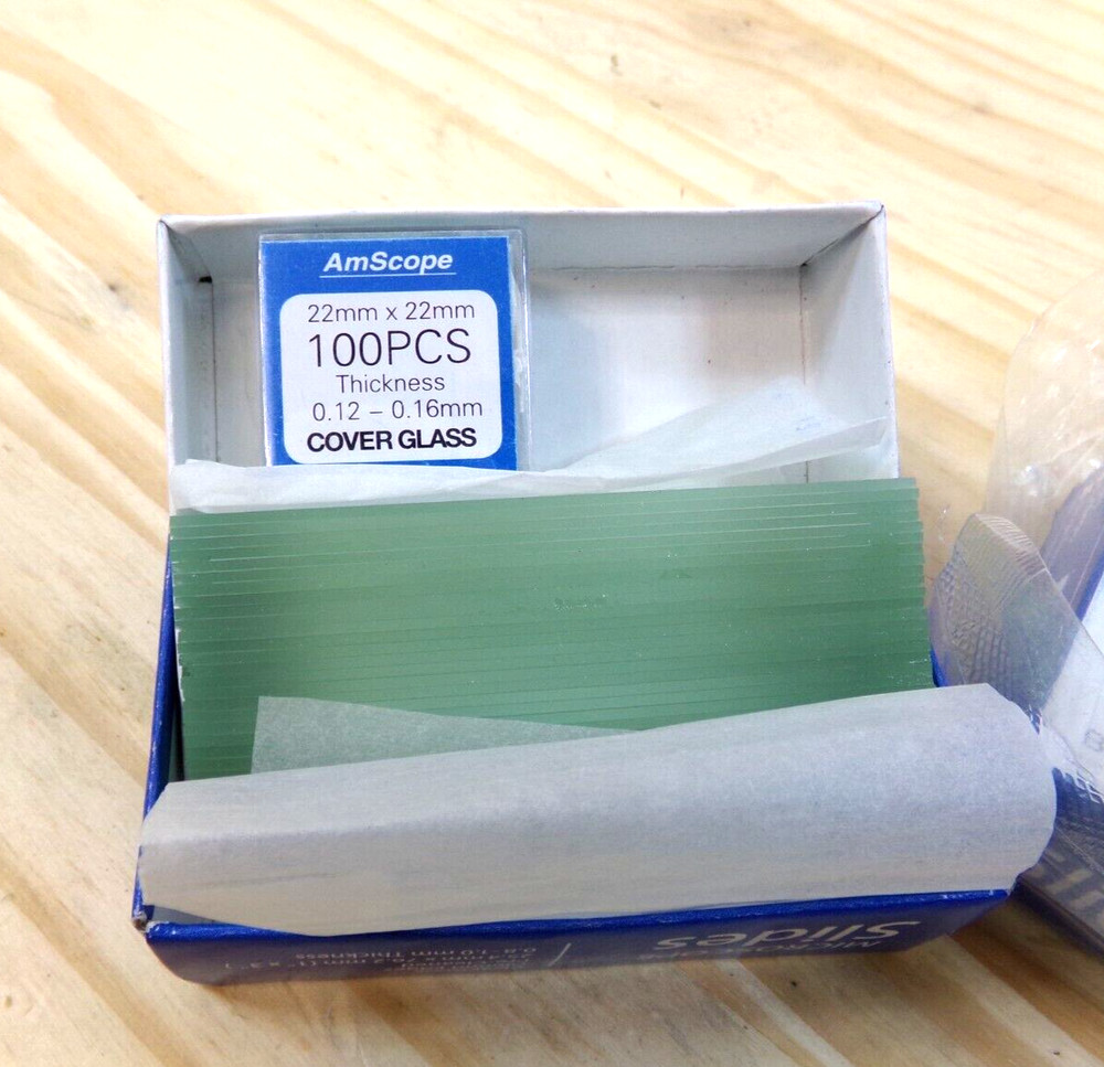 Amscope Microscope Slides BS-50P Clear Glass 2 Boxes - 100 Slides