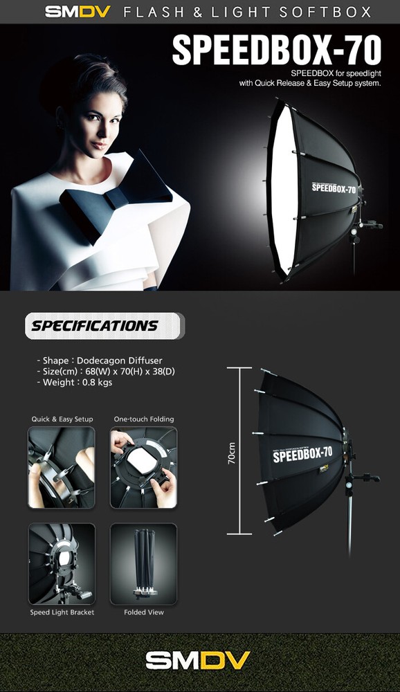 SMDV SPEED-BOX 70 27" Dodecagon Soft-box Diffuser for S-Light Lite Quantum Flash