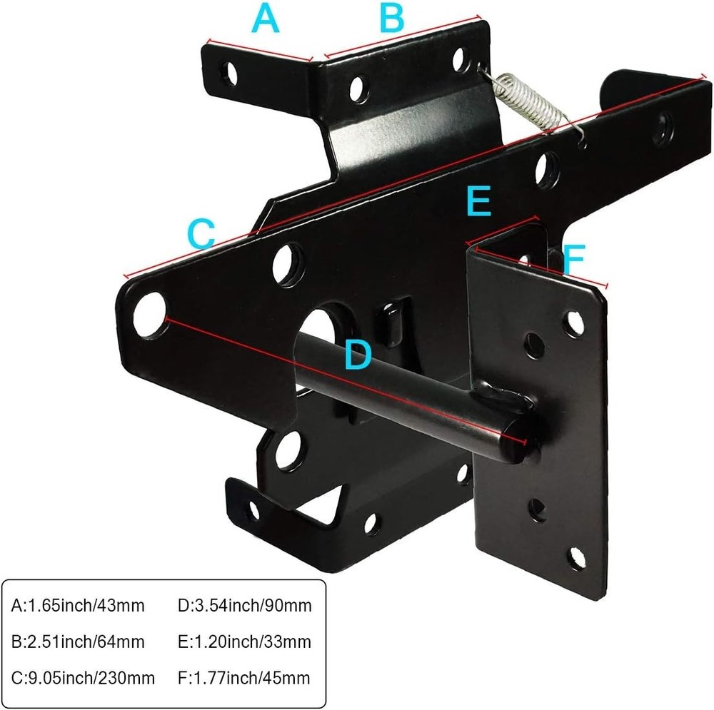 Automatic Gravity Lever Gate Lock with Fasteners | Secure Black Steel Design