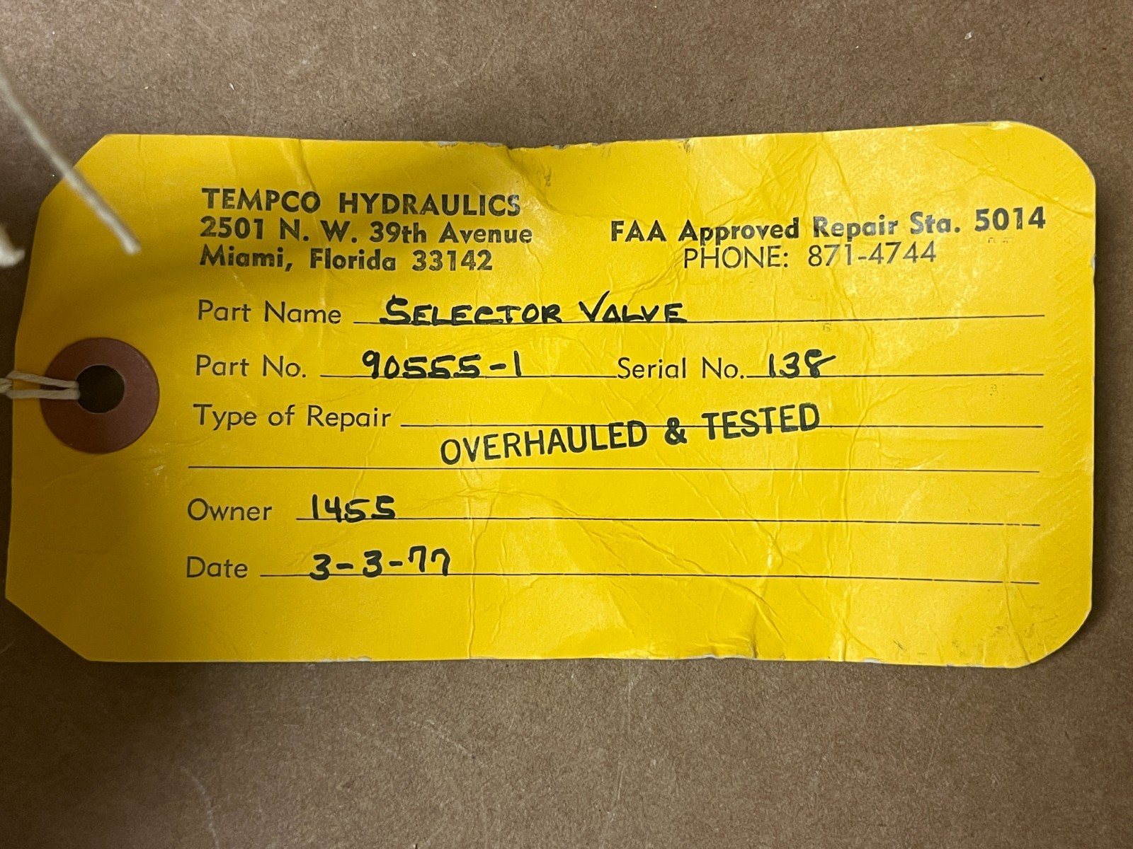 Grumman Aircraft Selector Valve P/N 90555-1
