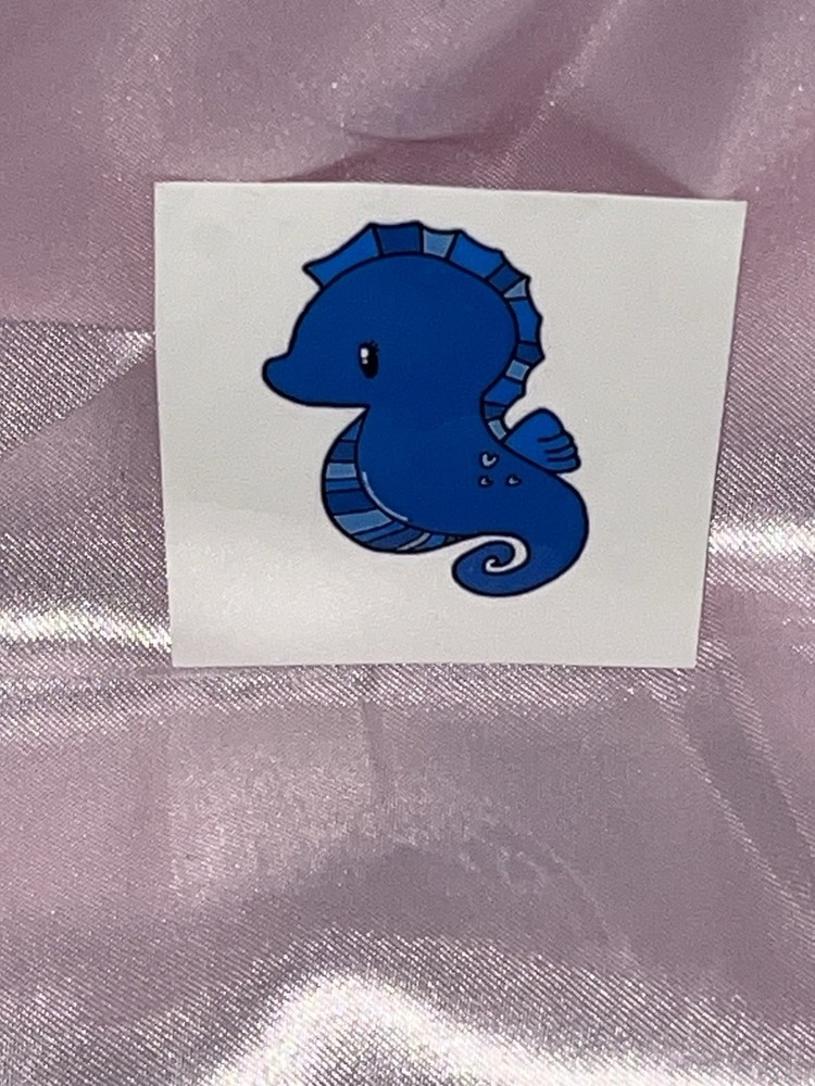 Blue Seahorse - Small - Temporary Tattoo.