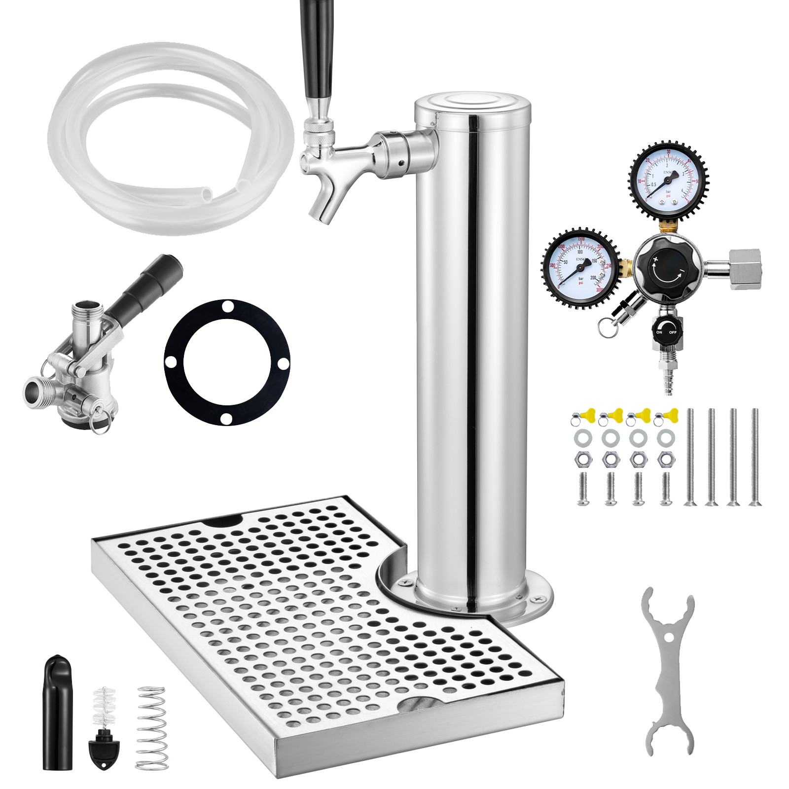 Kegerator Beer Tower Kit Single Tap Beer Conversion Kit with Beer Drip Tray Pan
