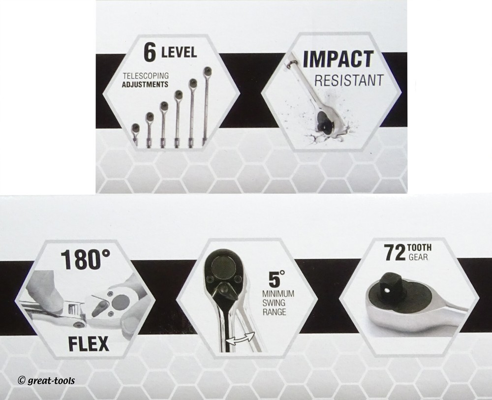 LOCKING FLEX HEAD RATCHET SET – extendable ratchets – automotive hand tools