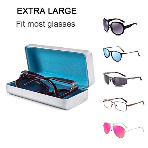 Large Sunglasses Case Eyeglasses Case - Hard Shell Large for sunglasses Silver