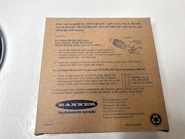 BANNER ENGINEERING BHA23P FIBER OPTIC SENSOR 21186 NEW