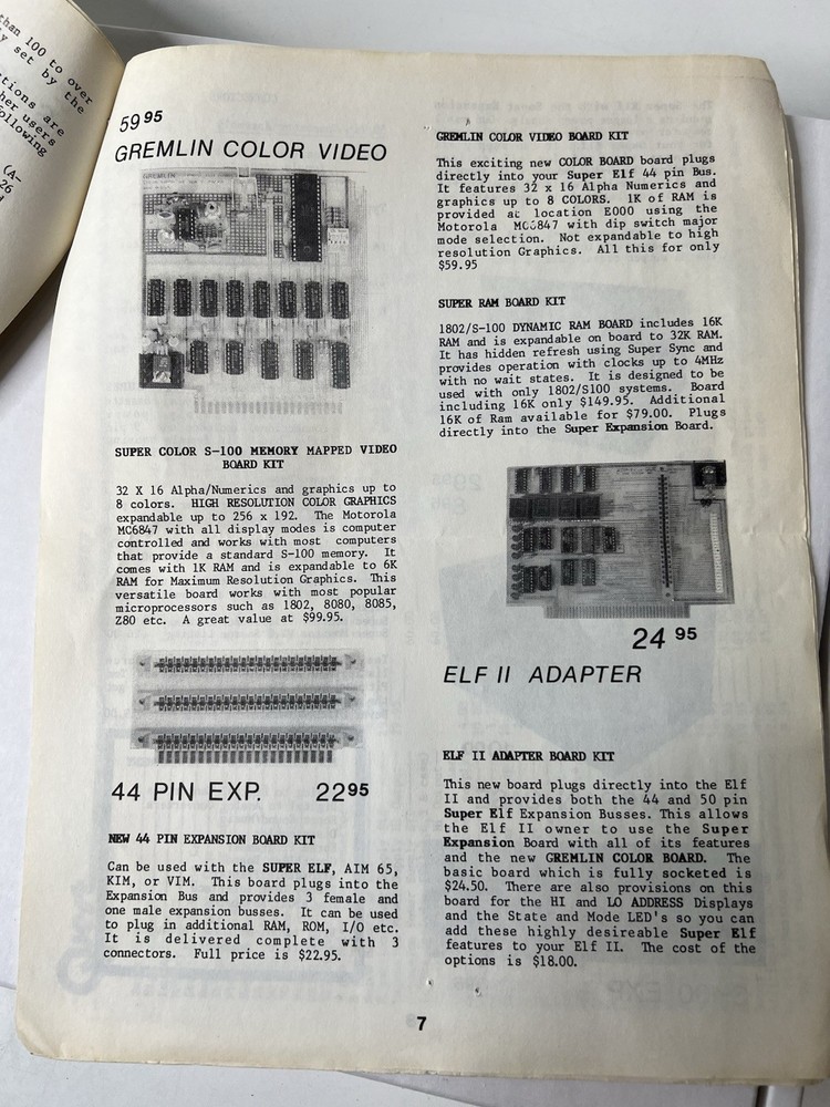 Quest Super ELF 1802 Expendable Micro Computer Accessories Catalog W Discription