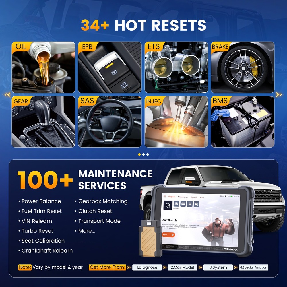 ThinkScan 689BT Auto Diagnostic TPMS Tool Bidirectional OBD2 Scanner E.CU Coding