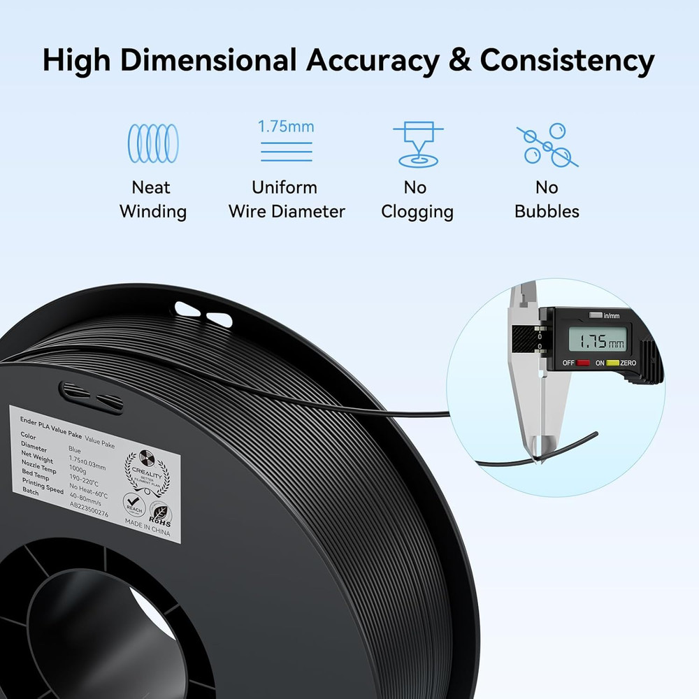 Creality PLA Filament 2kg Bundle 1.75mm Black & White 3D Printer FDM Spools