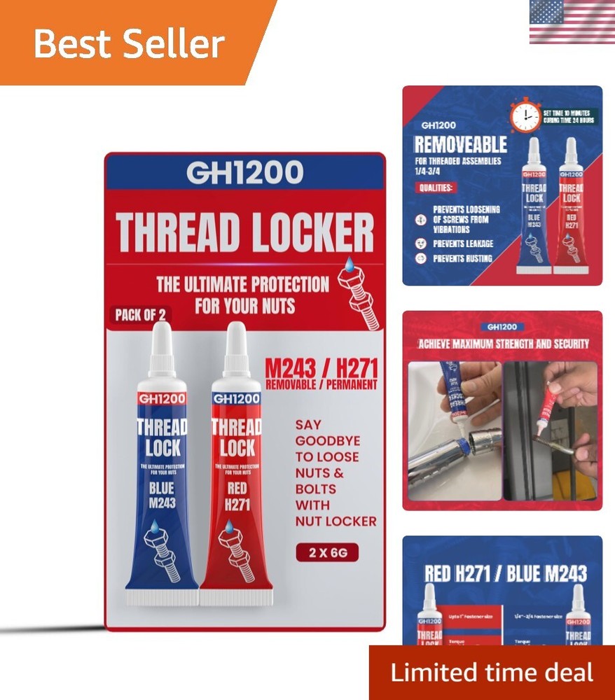 Reliable Threadlocker 6g x 2 Pack - Ultimate Solution for Nuts, Bolts, & Metals