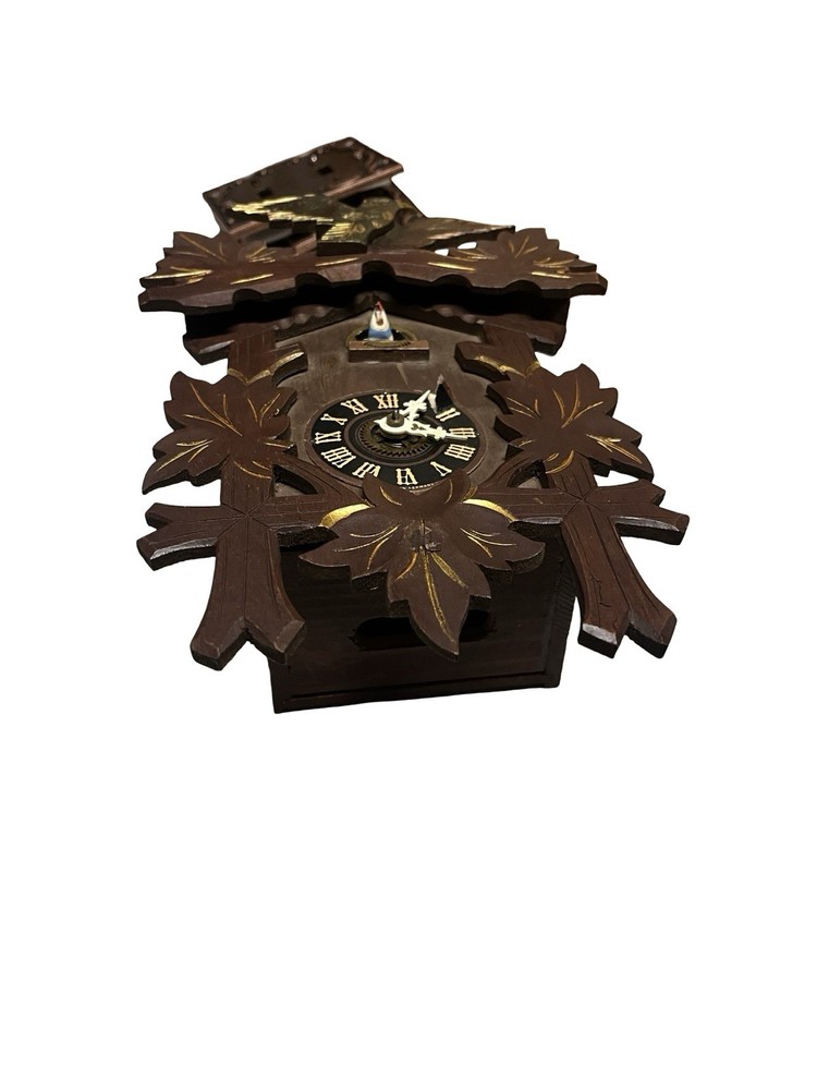 Vintage Germany 1 Day Black Forest Cuckoo Clock Bird Leafs EMPTY NO CLOCK