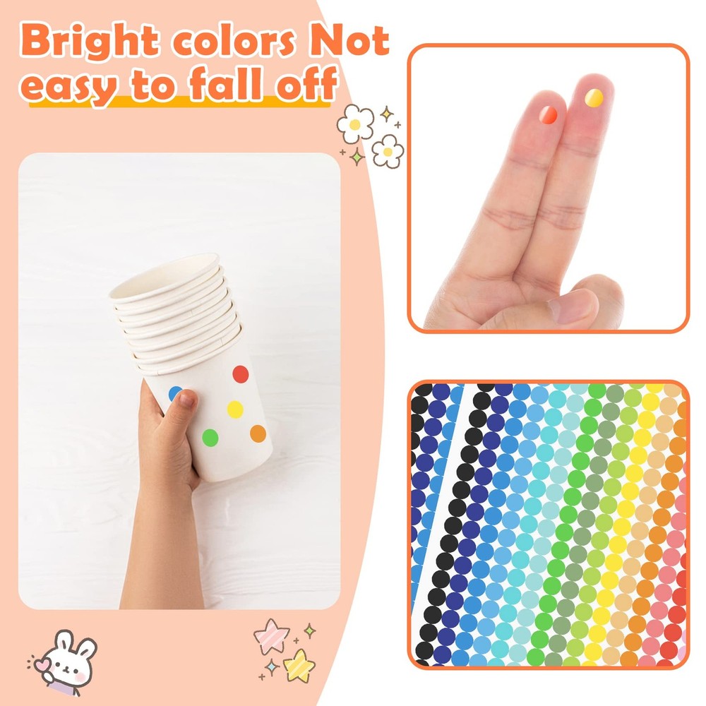 6720 PCS Small Dot Stickers Round Color Coding Labels 6.35mm, Multi
