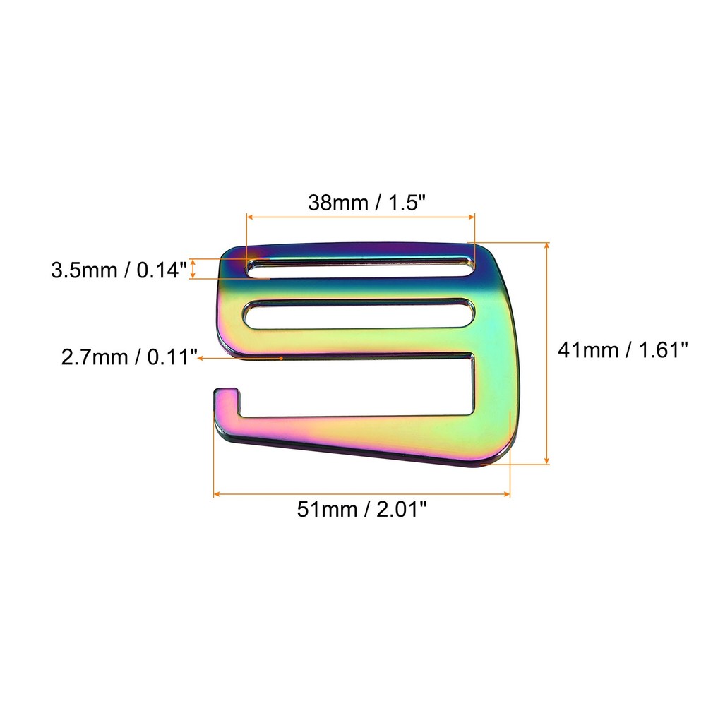 1.5" Webbing Release G Hook Buckle Adjuster for Backpack Strap, 2Pcs Multicolor