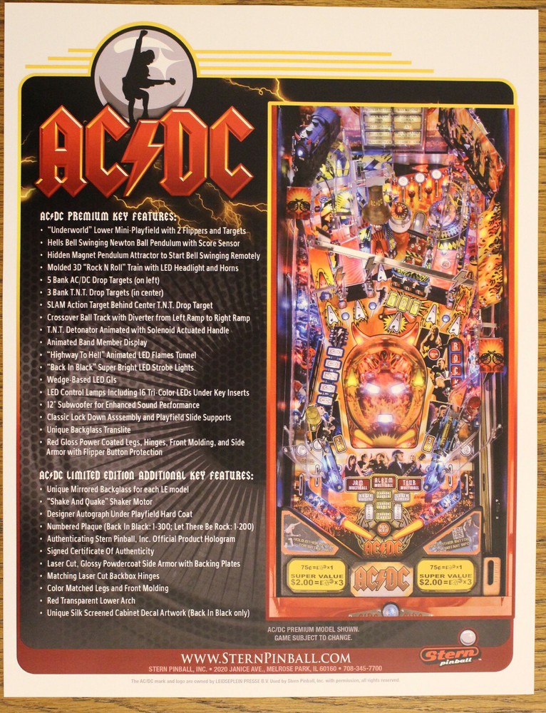 AC/DC LE&PREMIUM Stern Pinball flyer