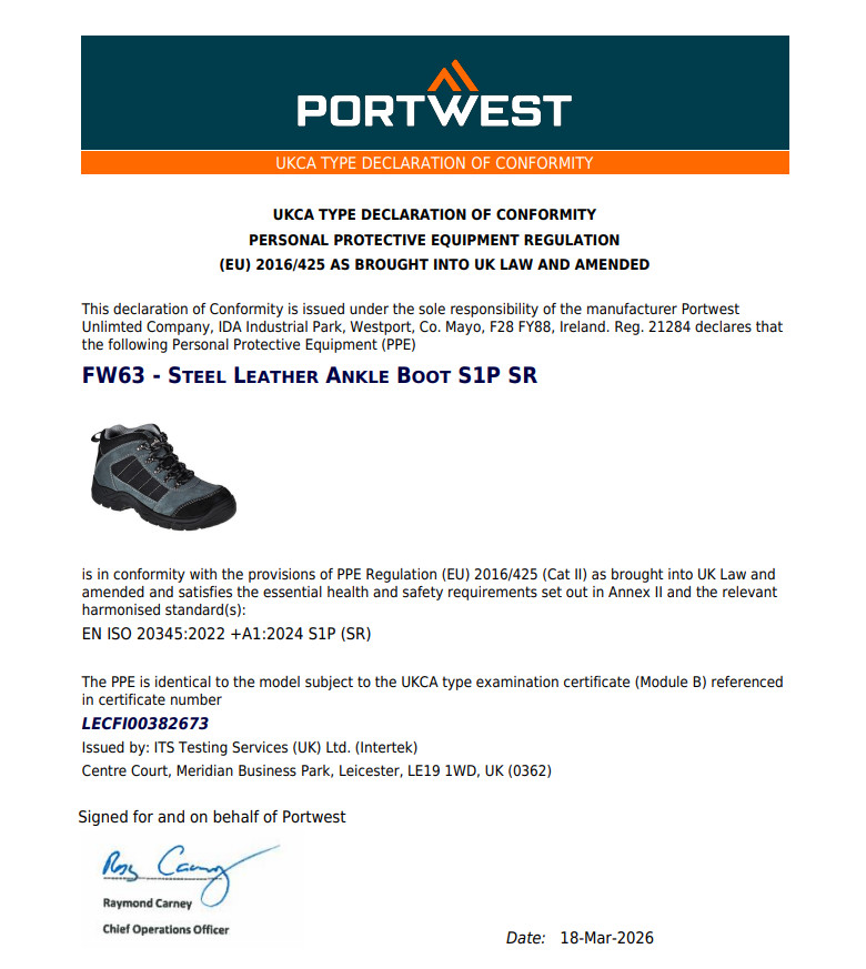 Portwest FW63 Steelite Trekker Cow's Leather Slip Resistant Outsole Work Shoes