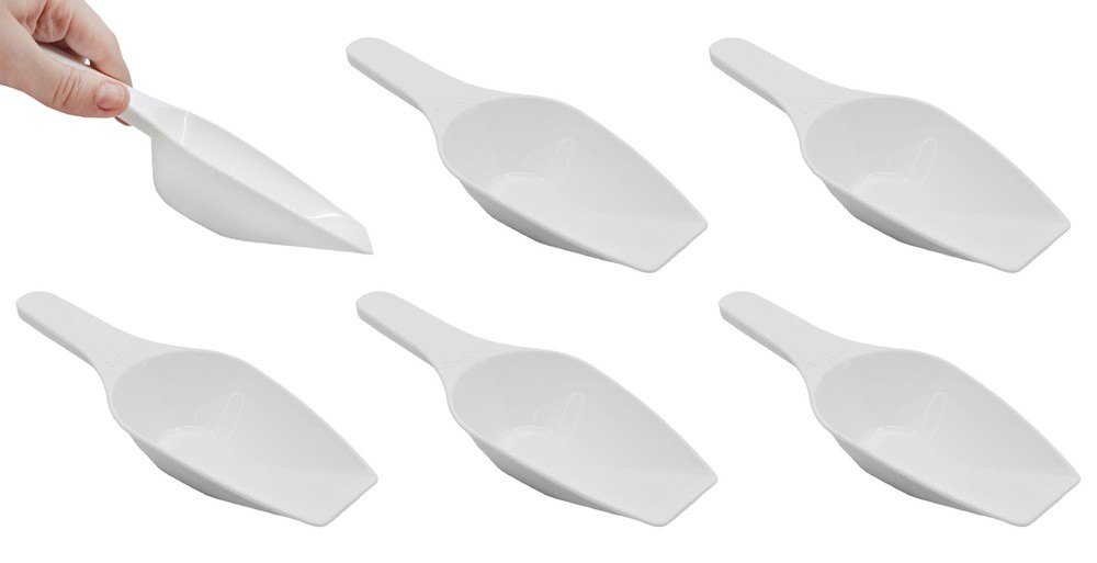 6PK Scoops, 100ml (3.4oz) - Polypropylene Plastic - Flat Bottom - Eisco Labs