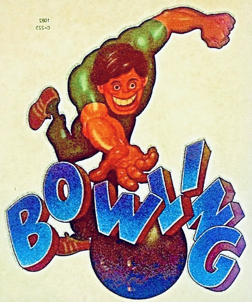 Original Vintage Bowling Glitter Iron On Transfer